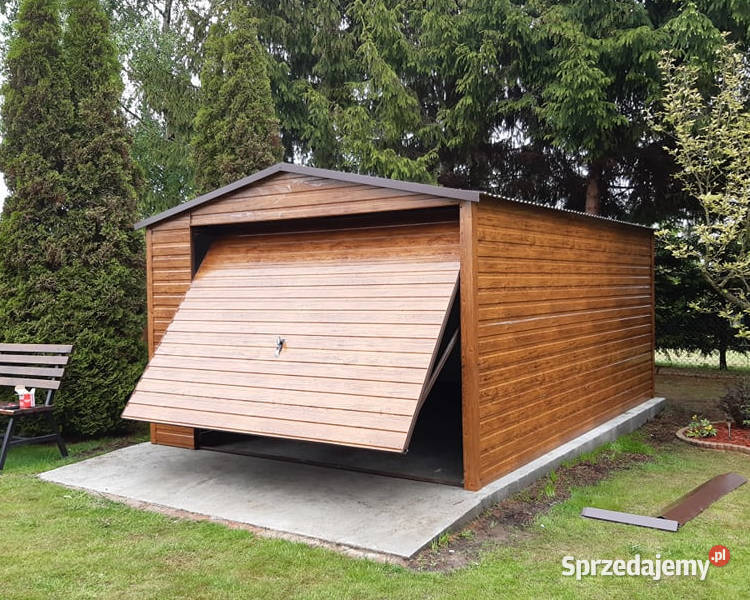 Garaż Blaszany Drewnopodobny 5x61 Wiata Garaż