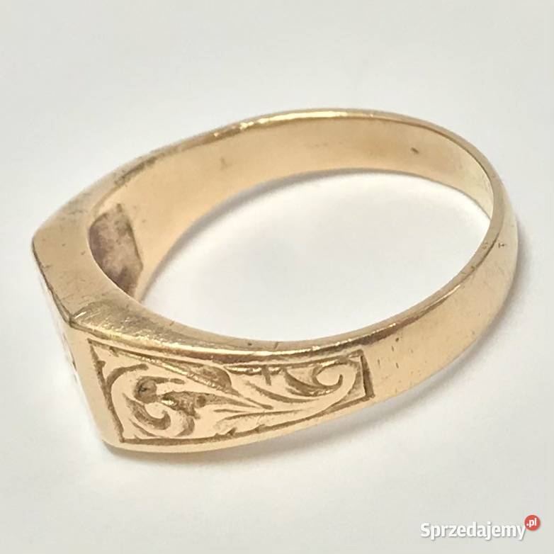 Złoty PIERŚCIONEK z różowego złota litera W 585 Warszawa