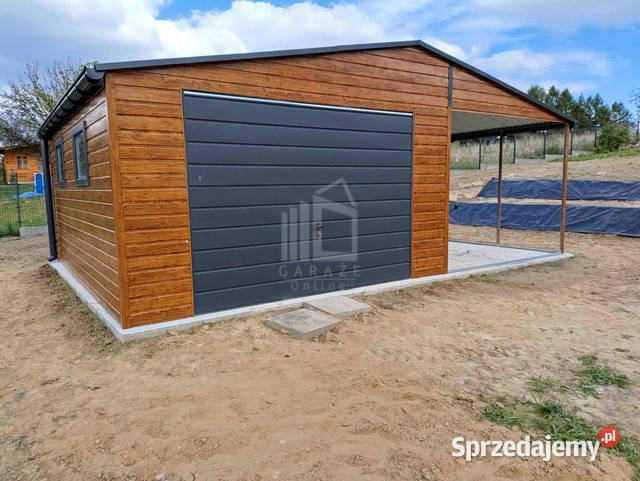 Garaż blaszany 5x6m wiata 4m Brama uchylna drzwi 30m2 Dobre Miasto