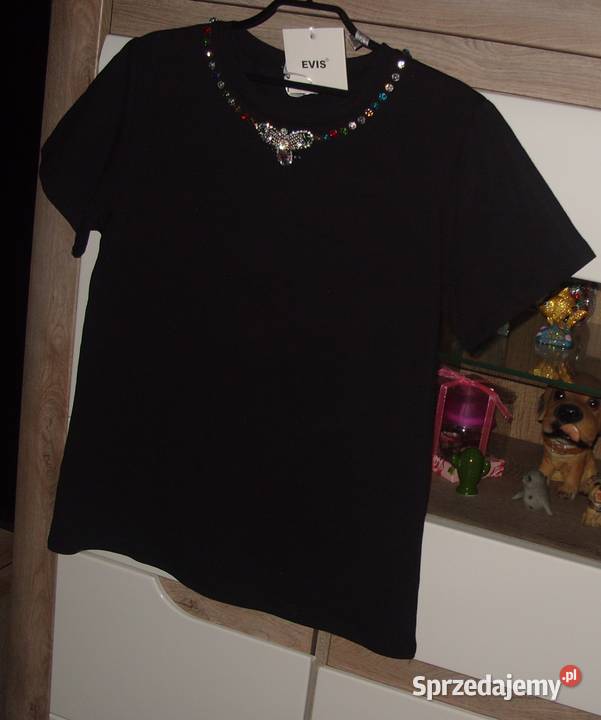 NOWY czarny tshirt EVIS biżuteryjna mucha wielkopolskie Rawicz