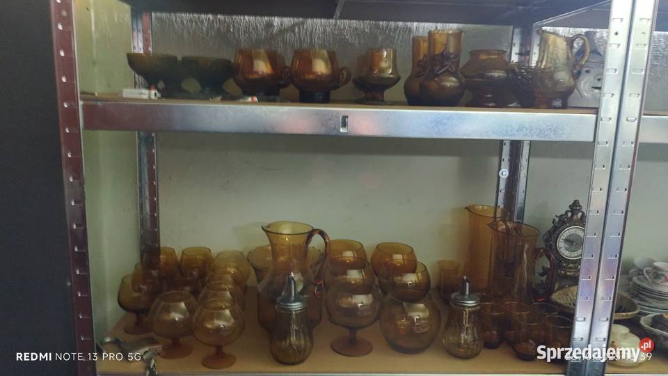 Szkło Kolorowe PRLu Wazony Patery Owocarki Wiązów