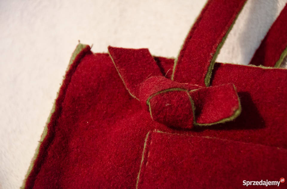 bordowa torebka flausz unikat hand made Gdańsk