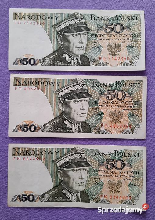 BANKNOT 50 1986 r KAROL ŚWIERCZEWSKI Sosnowiec