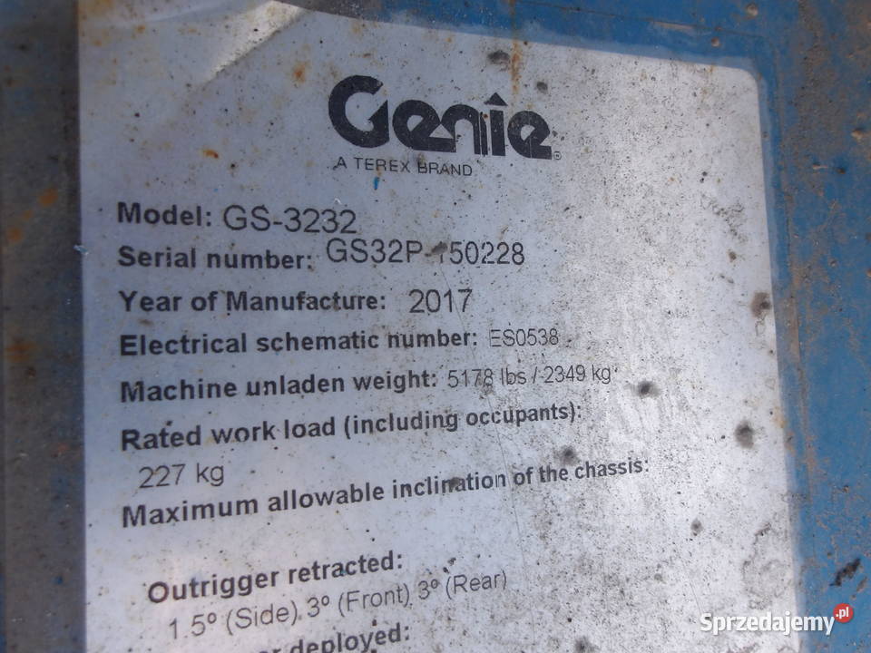 Podnośnik nożycowy zwyżka 12 m Genie GS3232
