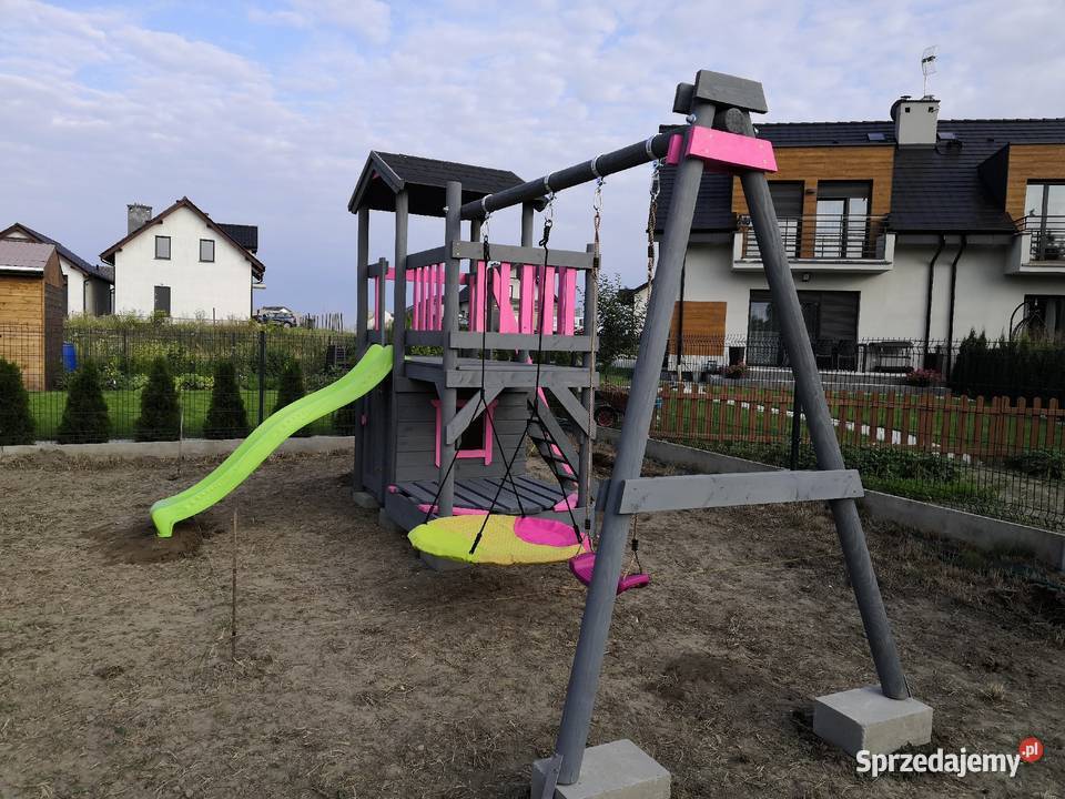 Plac zabaw dzieci huśtawka piaskownia ścianka Architektura ogrodowa Kawnice