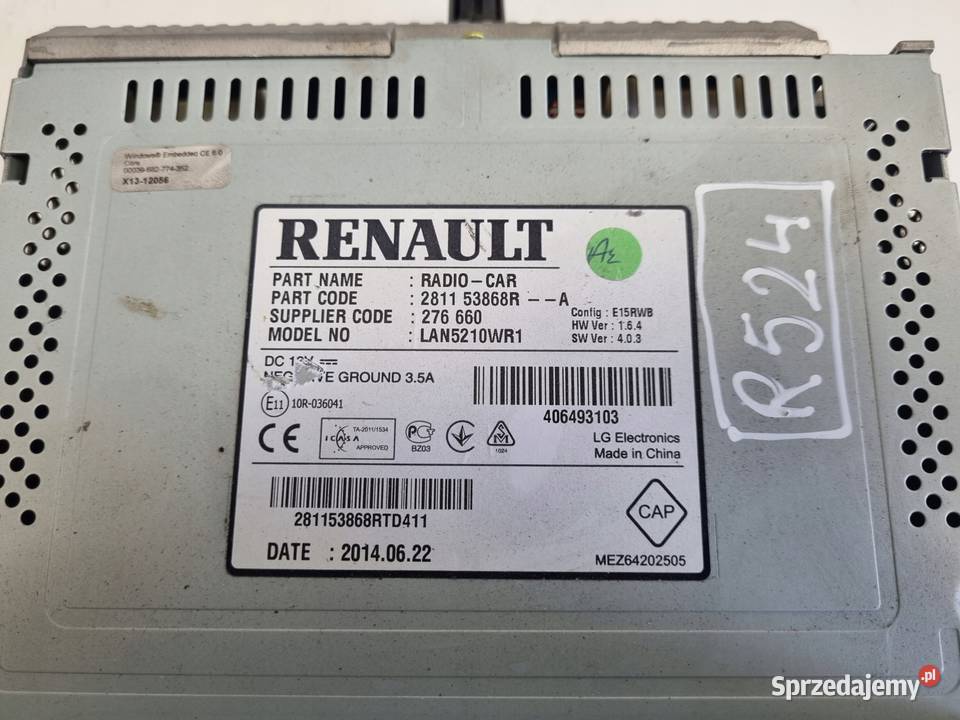 RADIO Renault Clio IV 281153868R WYŚWIETLACZ Rudka