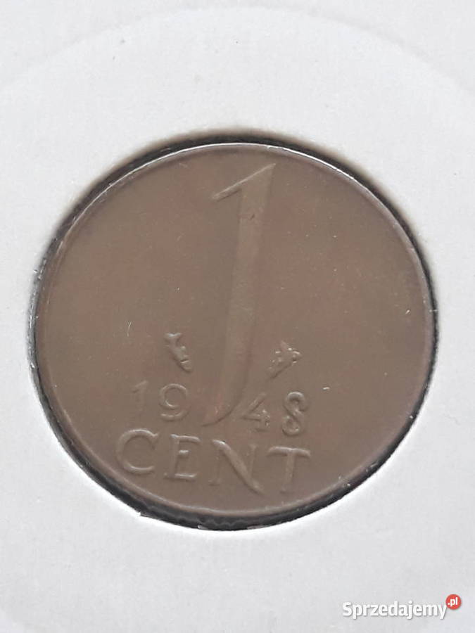 1 Cent Holandia 1948 r Wilhelmina 4 Konin
