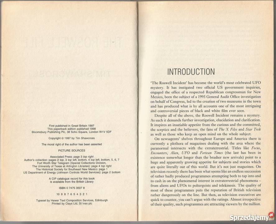 The Roswell File Tim Shawcross 1998 BLOOMSBURY Pacanów