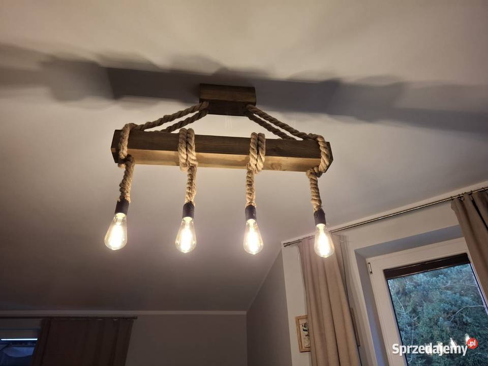 Drewniany żyrandol lampa wisząca styl rustykalny Częstochowa