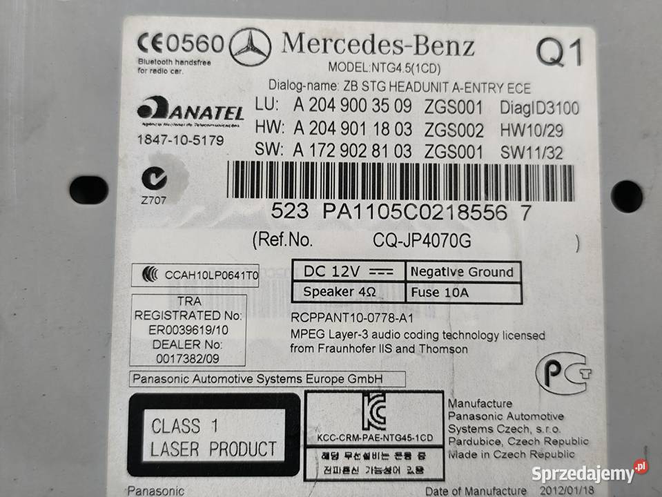 CD RADIO NAWIGACJA MERCEDES W204 LIFT SEDAN osobowe