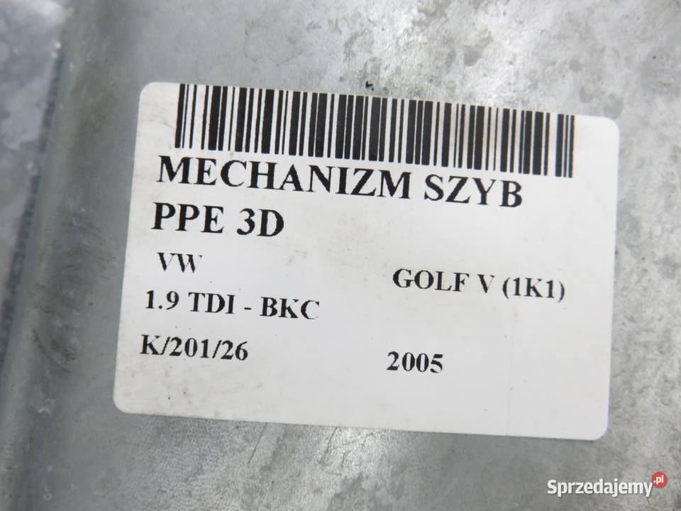 PODNOŚNIK SZYBY PRAWY 3D VW GOLF V 1K0959792C Mechanizmy opuszczania szyb małopolskie