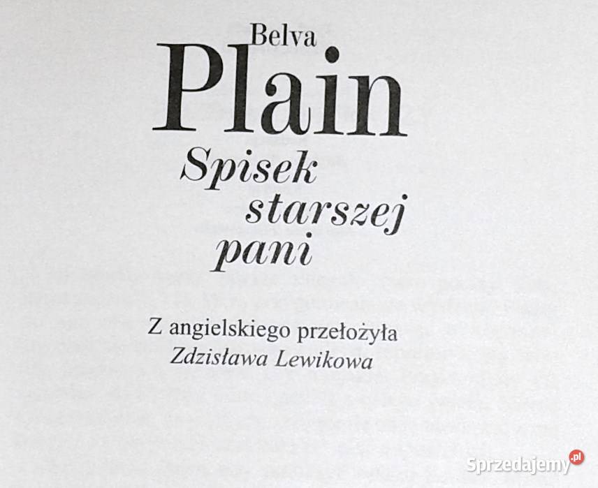 Spisek starszej pani Belva Plain Pozostałe Chełm sprzedam