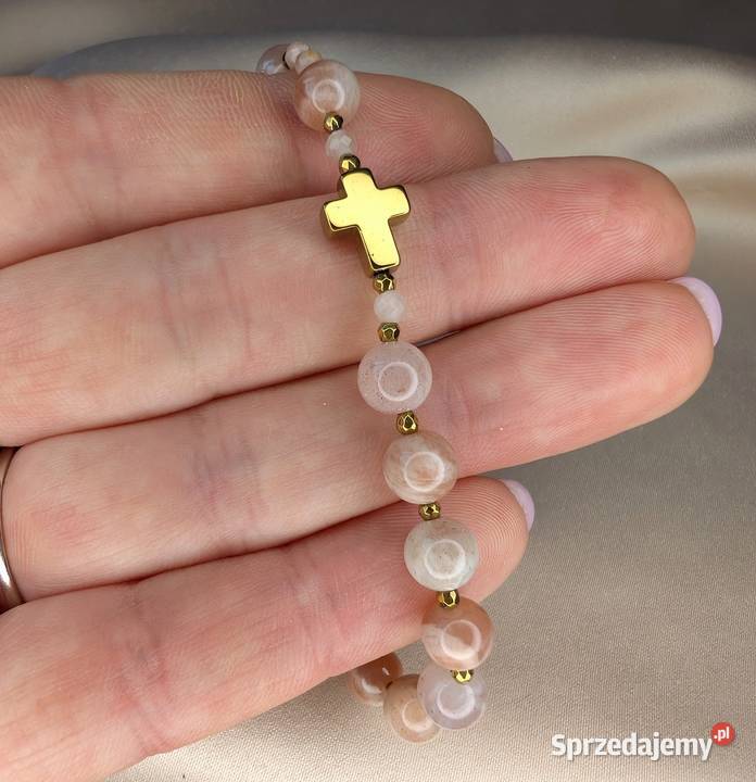 Bransoletka różaniec kamienie serduszko prezent Bielsk Podlaski