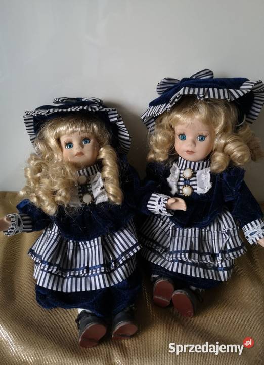 dwie porcelanowe lalki vintage bliźniaczki Toruń