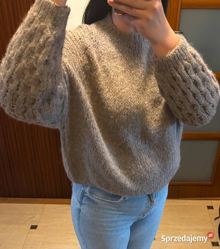 Sweter damski ciepły szary gruby splot oversize Swetry i golfy Szczecin