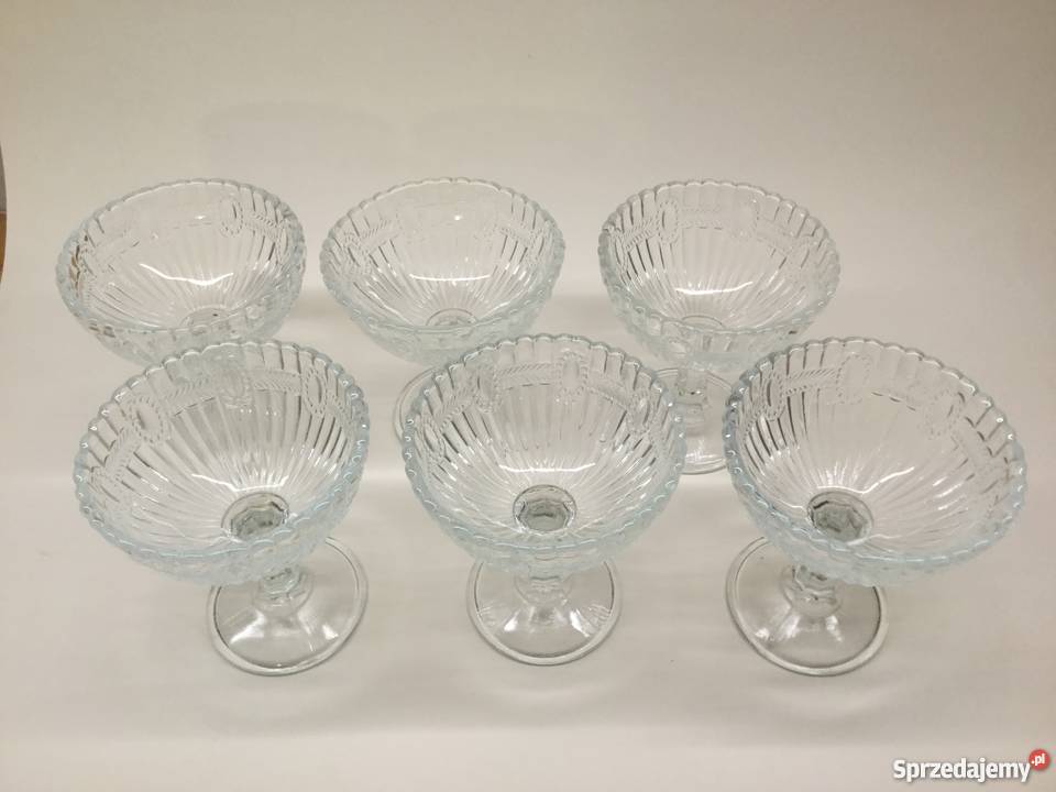 pucharki Olivia Ząbkowice szkło prasowane lata Wrocław