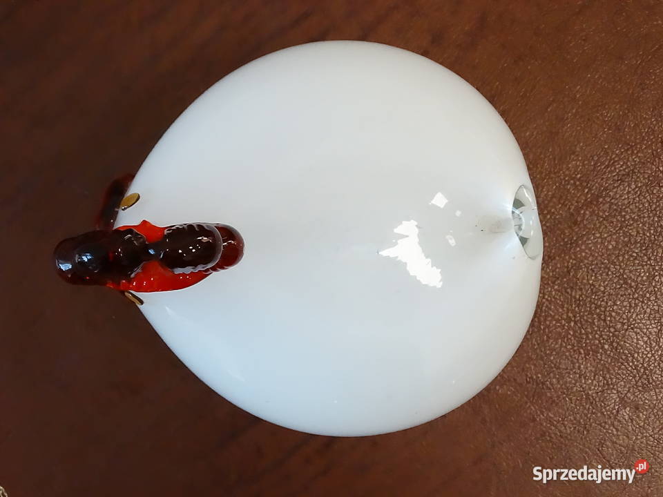Szklana Figurka Kogut Białe Szkło Mleczne lubelskie