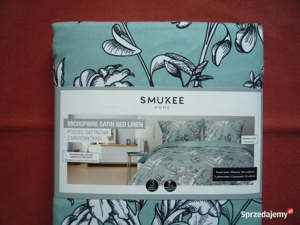 Smukee nowa zielona pościel satynowa mikrowłókno Pościel i koce Szczecin sprzedam