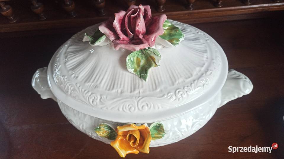 Waza z różami wielka Ręcznie zdobiona Wspaniałe pomorskie Gdańsk