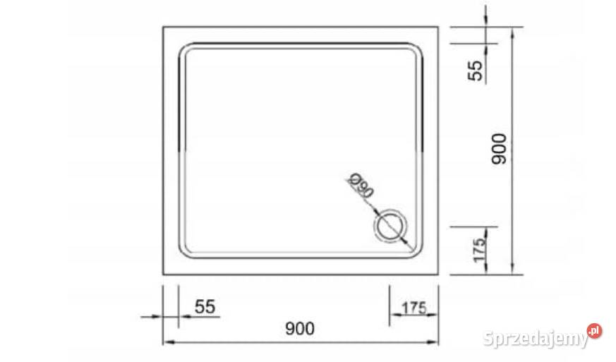 Brodzik kwadratowy 90x90 Santik Heron Szczecin