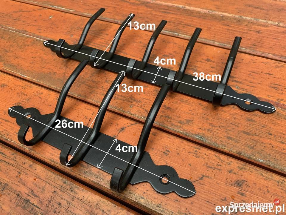 KUTY Wieszak ścienny do przedpokoju Metalowy czarny