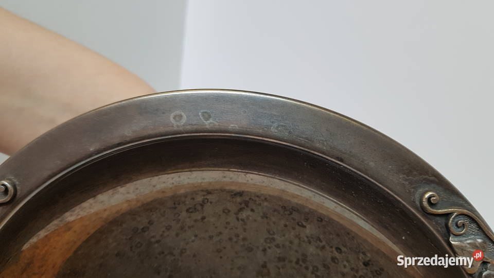 Sygnowana platerowana patera na nóżkach Resovia Dąbrowa Górnicza