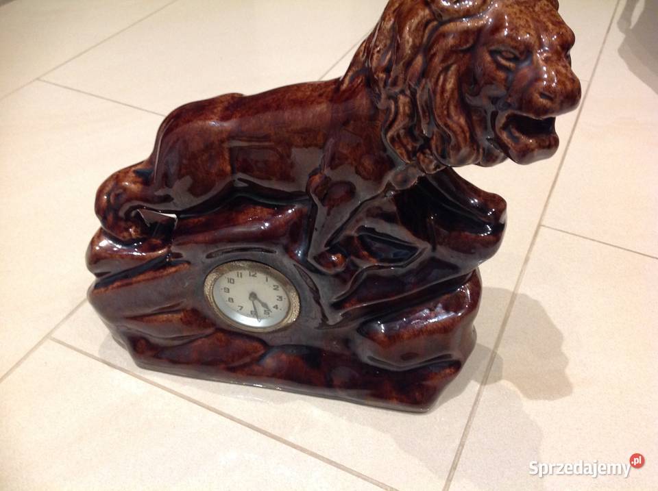 Zegar Kominkowy Lew na Skale Sygnowany Nowa Sól sprzedam