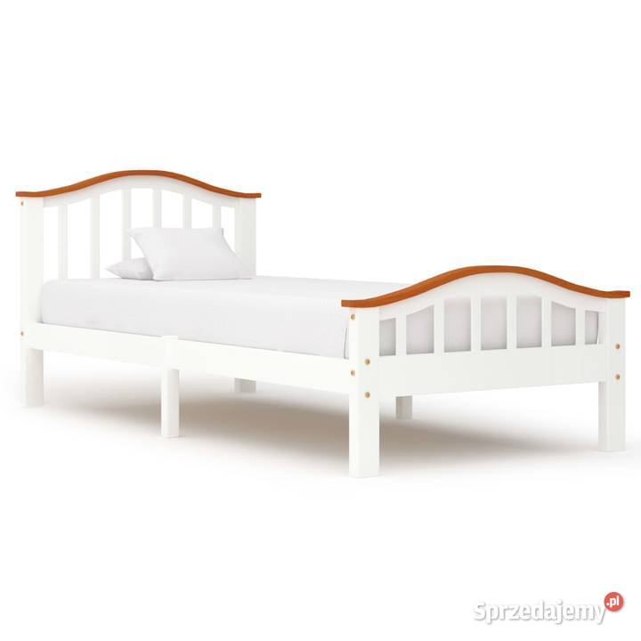 vidaXL Rama łóżka, biel i kolor dębu, lite drewno 283340