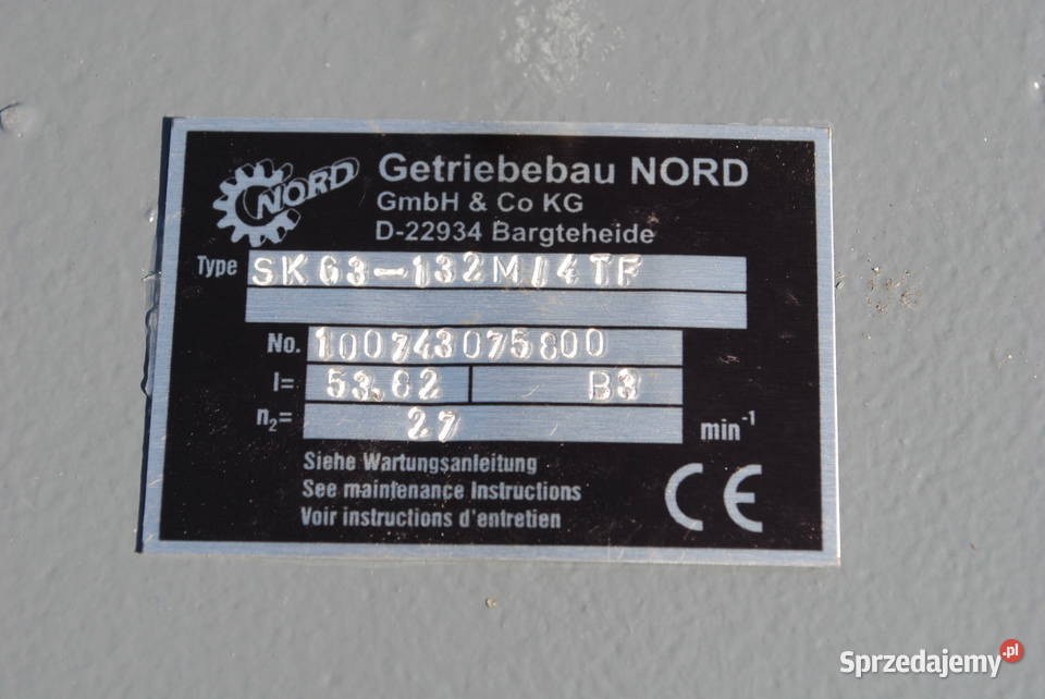 Motoreduktor 75kw 27obrmin Firmy NORD Kargowa sprzedam