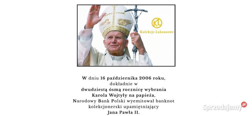 50 Złoty Banknot Jan Paweł 24 karat Narodowy śląskie Sosnowiec