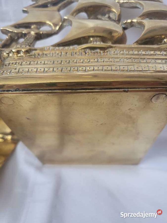 Antyk Podpórki do książek OKRĘT VICTORY mosiądz Antyki Łódź