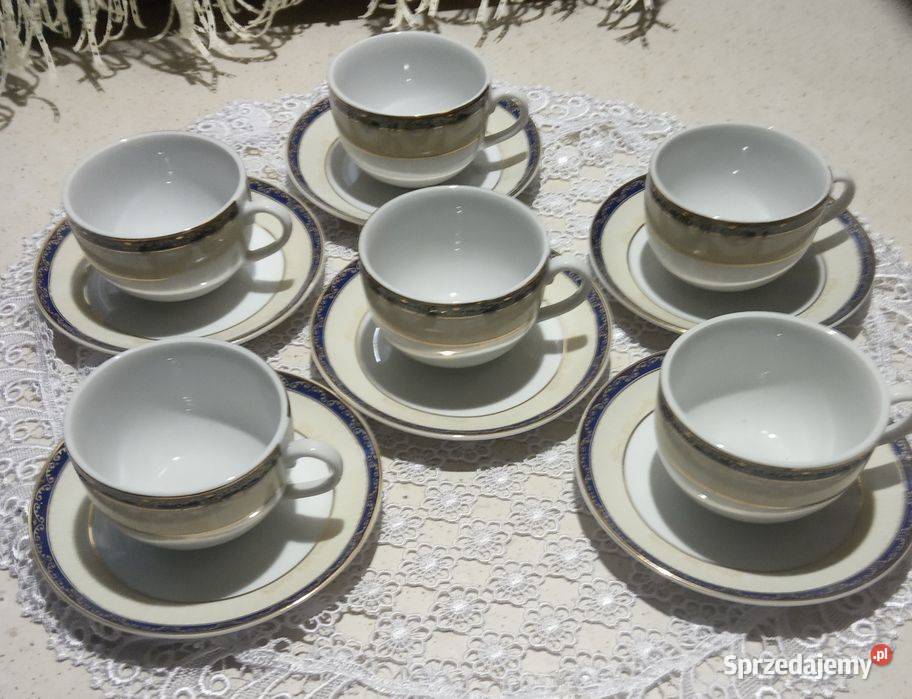 elegancki komplet 6 filiżanek ze spodkami Kraków