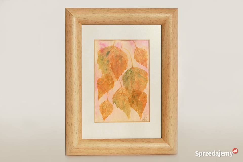 Jesienne listki brzozy akwarela Daniel Smith sprzedam