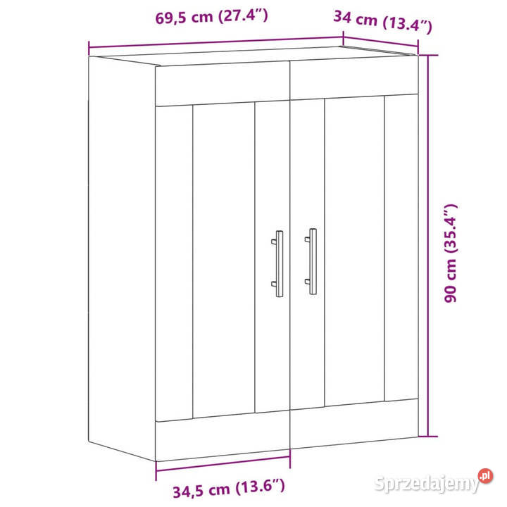 Szafka wisząca dąb artisian 695x34x90 WM857313