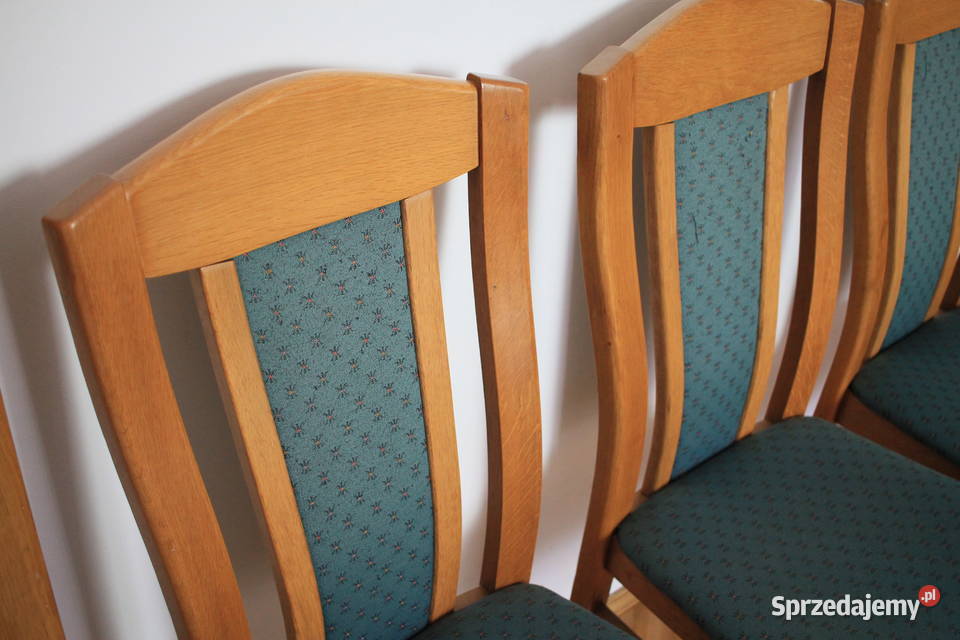 Stół jadalniasalon komplet krzeseł zielonych DĄB