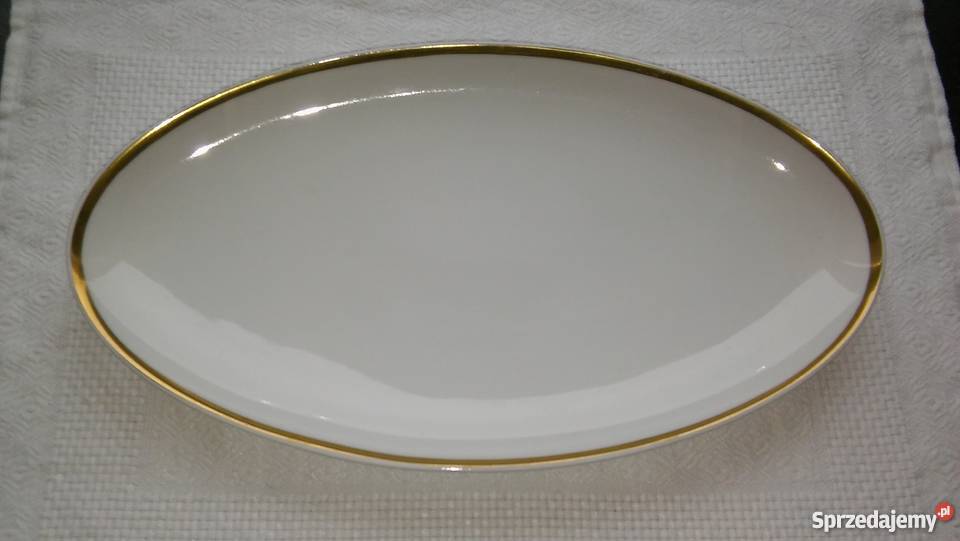 półmisek talerz biała porcelana ze złoceniami pomorskie Gdańsk