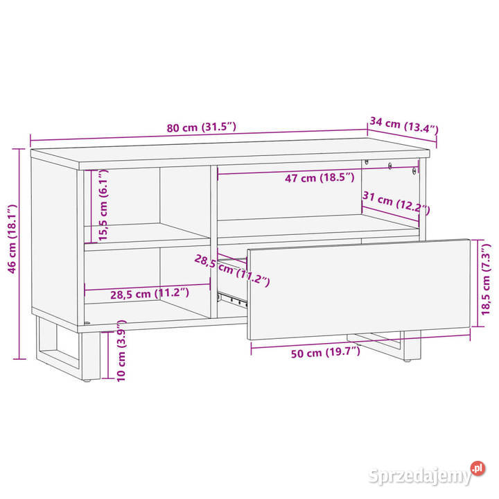 Szafka pod telewizor 80x34x46 lite drewno mazowieckie Warszawa