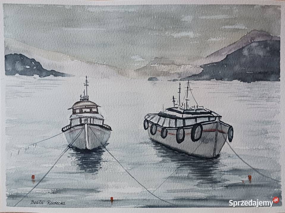 Akwarela Akwarelka Obraz pt Fiordy 31 x 23 Warszawa sprzedam