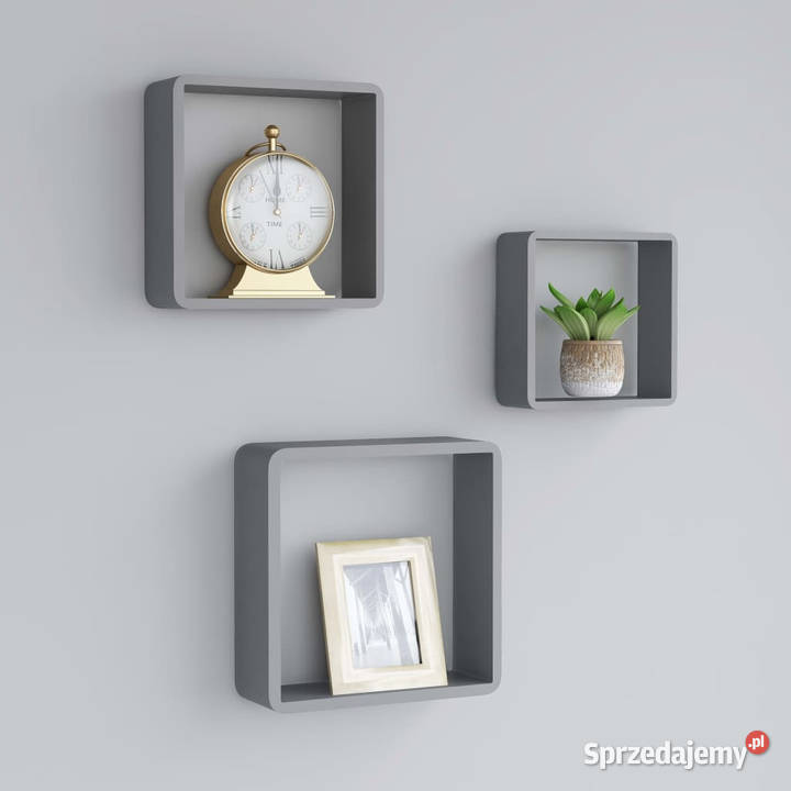 Półki ścienne kostki 3 szare MDF WM323954 Warszawa sprzedam