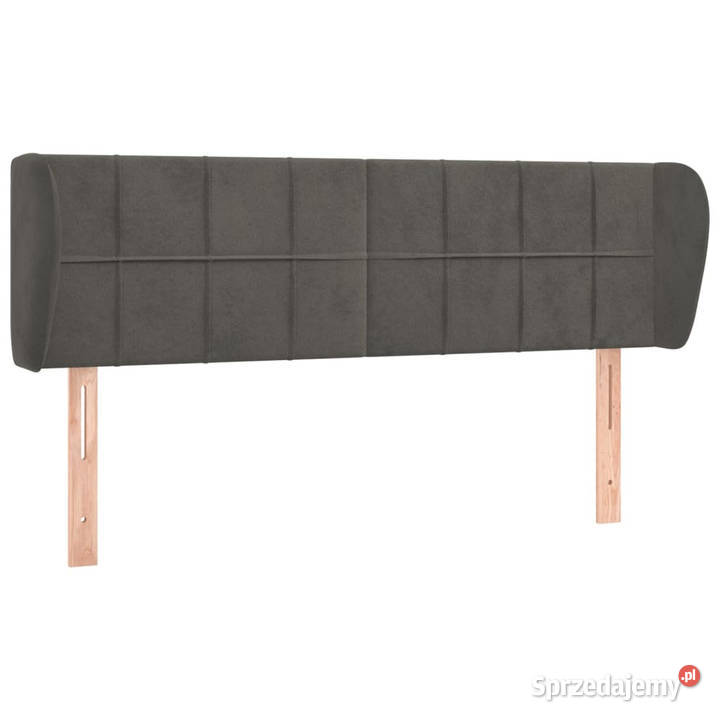 Zagłówek uszak ciemnoszary 147x23x7888 aksamitny