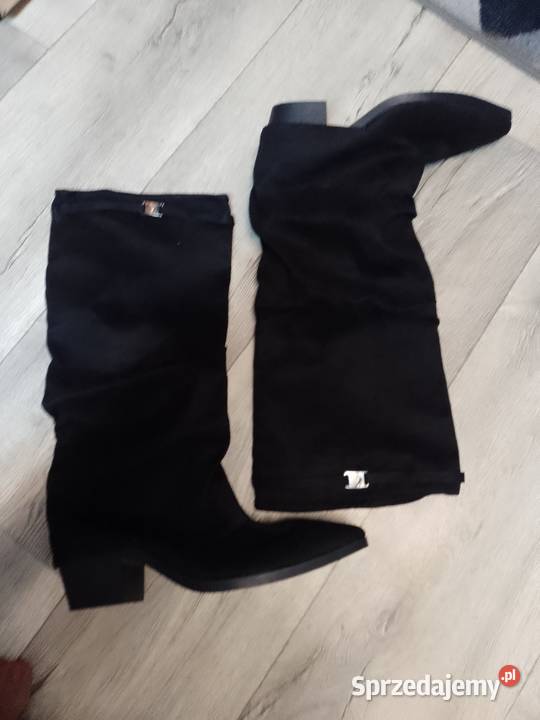 4243 Czarne Zdobione Kozaki kowbojki wieczorowe Kraków