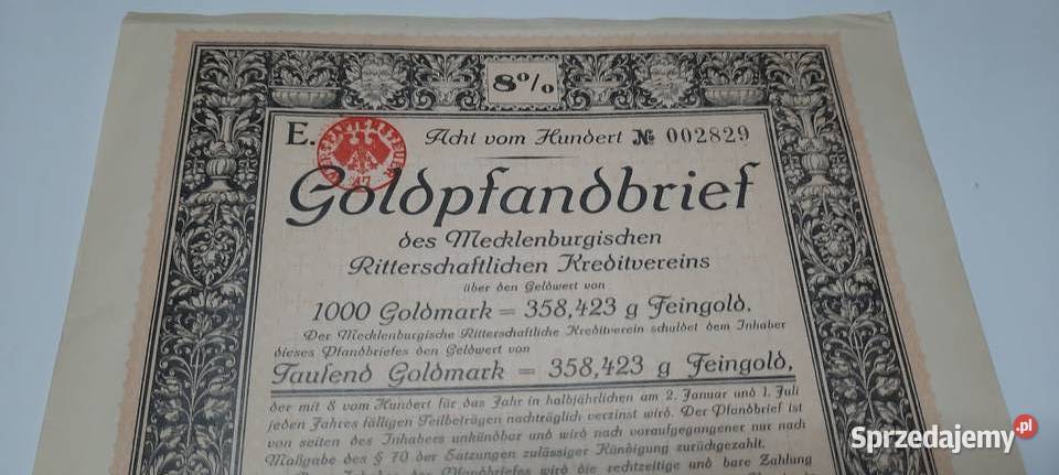 Historyczny papier zabezpieczający obligacja na Warszawa
