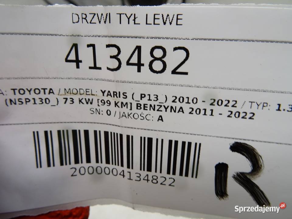 DRZWI TYŁ LEWE TOYOTA YARIS III Hatchback podkarpackie sprzedam