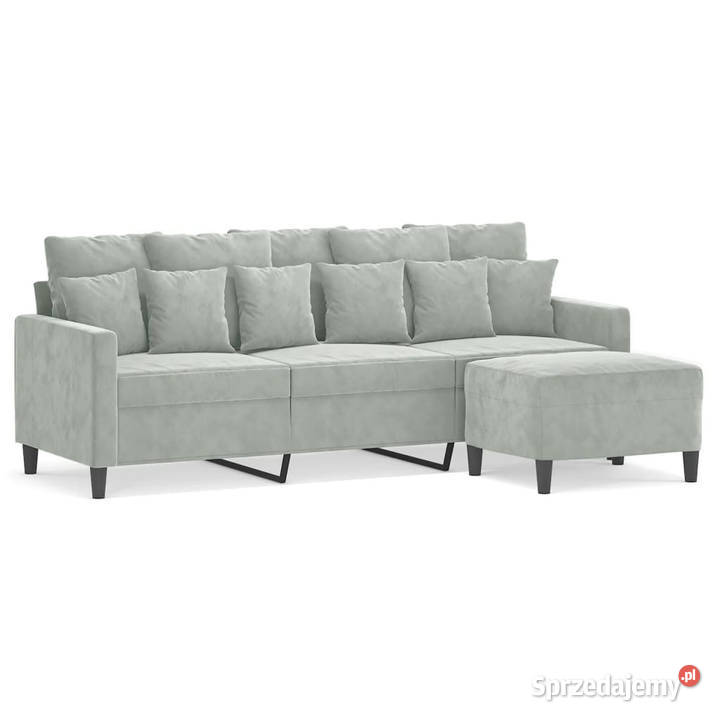 3osobowa sofa z podnóżkiem jasnoszara 180
