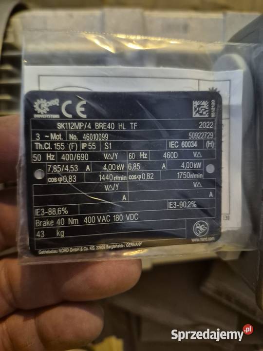 Silnik NORD SK112MP4 BRE40 HL TF 4 kW NOWY Produkcja Rybnik