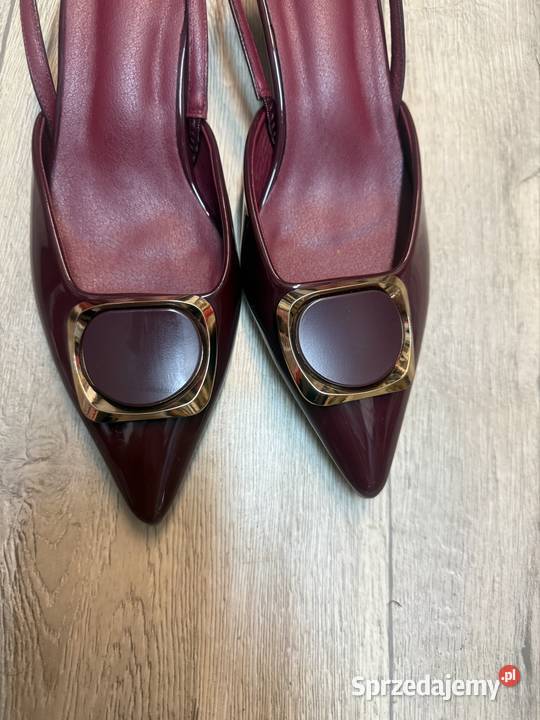 41 Bordowe czółenka wieczorowe z odkrytą Pięta czerwony małopolskie
