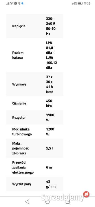 Odkurzacz piorący sprzątający z generatorem pary