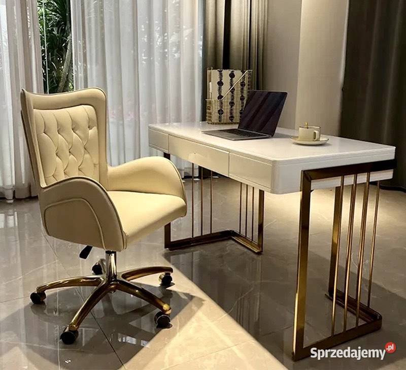 Nowoczesne białe złote biurko ACŁ Meble Glamour małopolskie Nowy Sącz