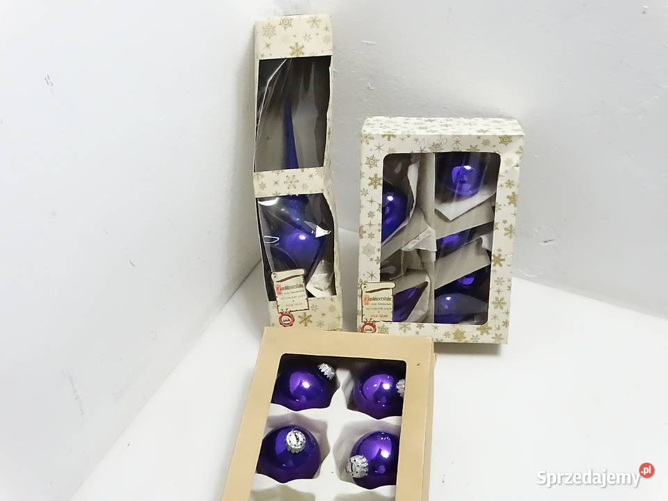 Fioletowe Bombki Szklane Inge Glas West Germany Biłgoraj