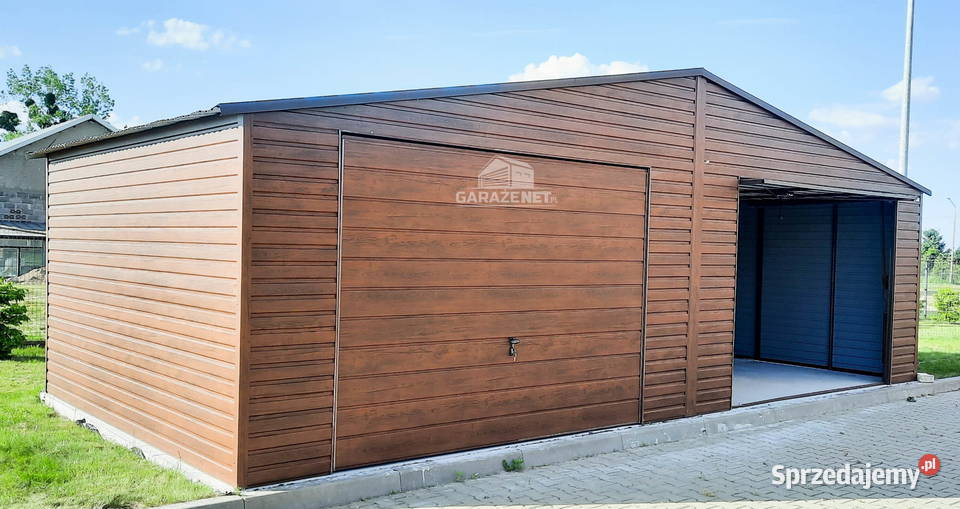 GARAŻ BLASZANY 8m x 6m DWUSPAD 2X BRAMA UCHYLNA Łapanów